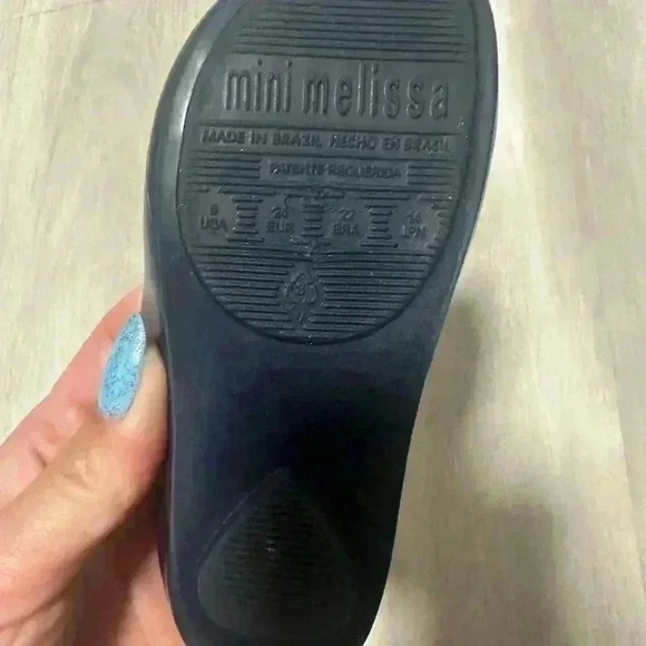 Chic Mini Melissa Navy & Pink Bow Shoes – Size 8 - Picture 9 of 10